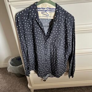 Women’s Loft Grey Polka Dot Blouse